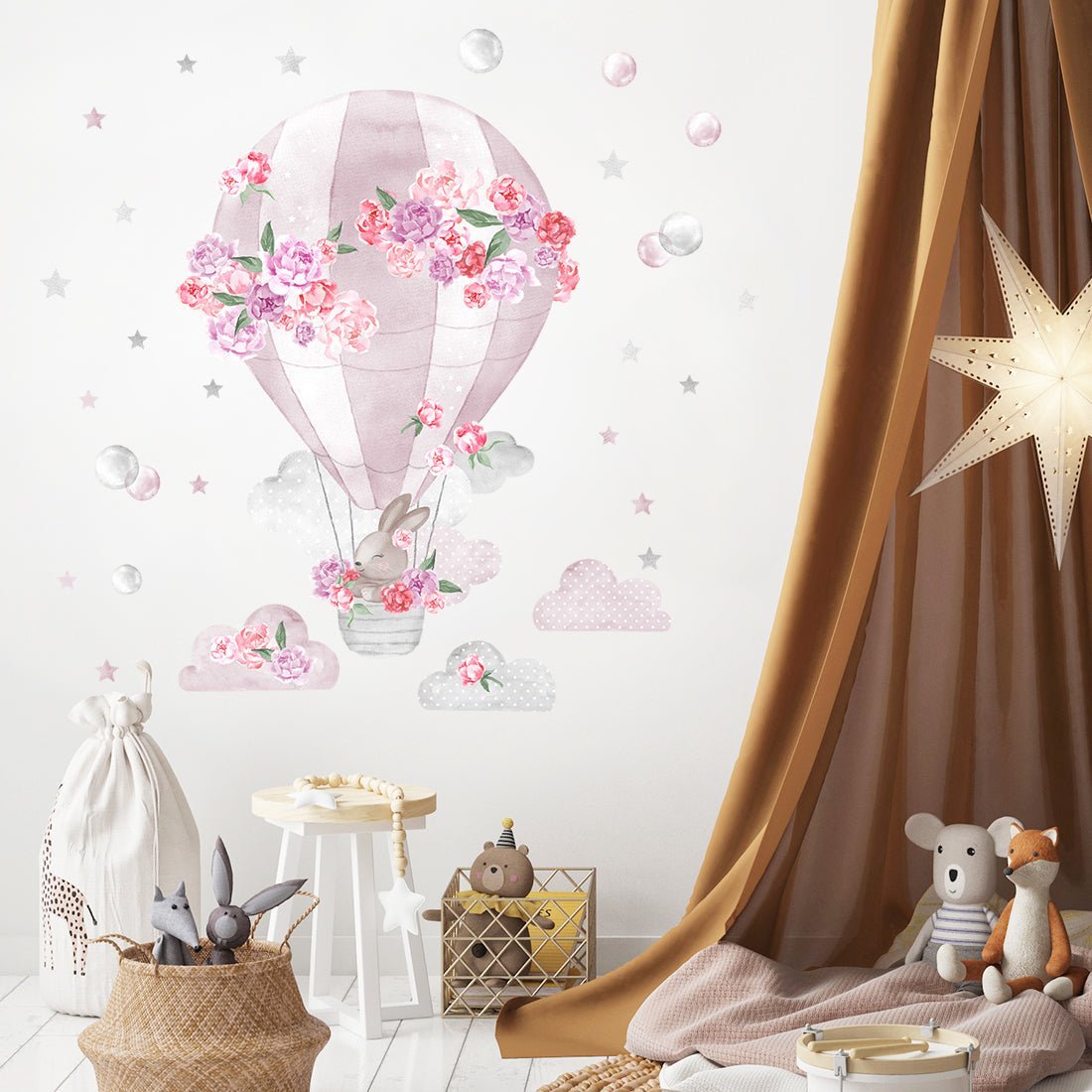 Hot Air Balloon Pink, Wall Stickers - Le Petit Marché Home Furniture