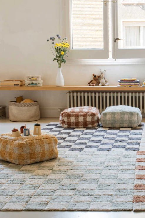 Kitchen Tiles Blue Sage, Washable Rug - Le Petit Marché Home Furniture