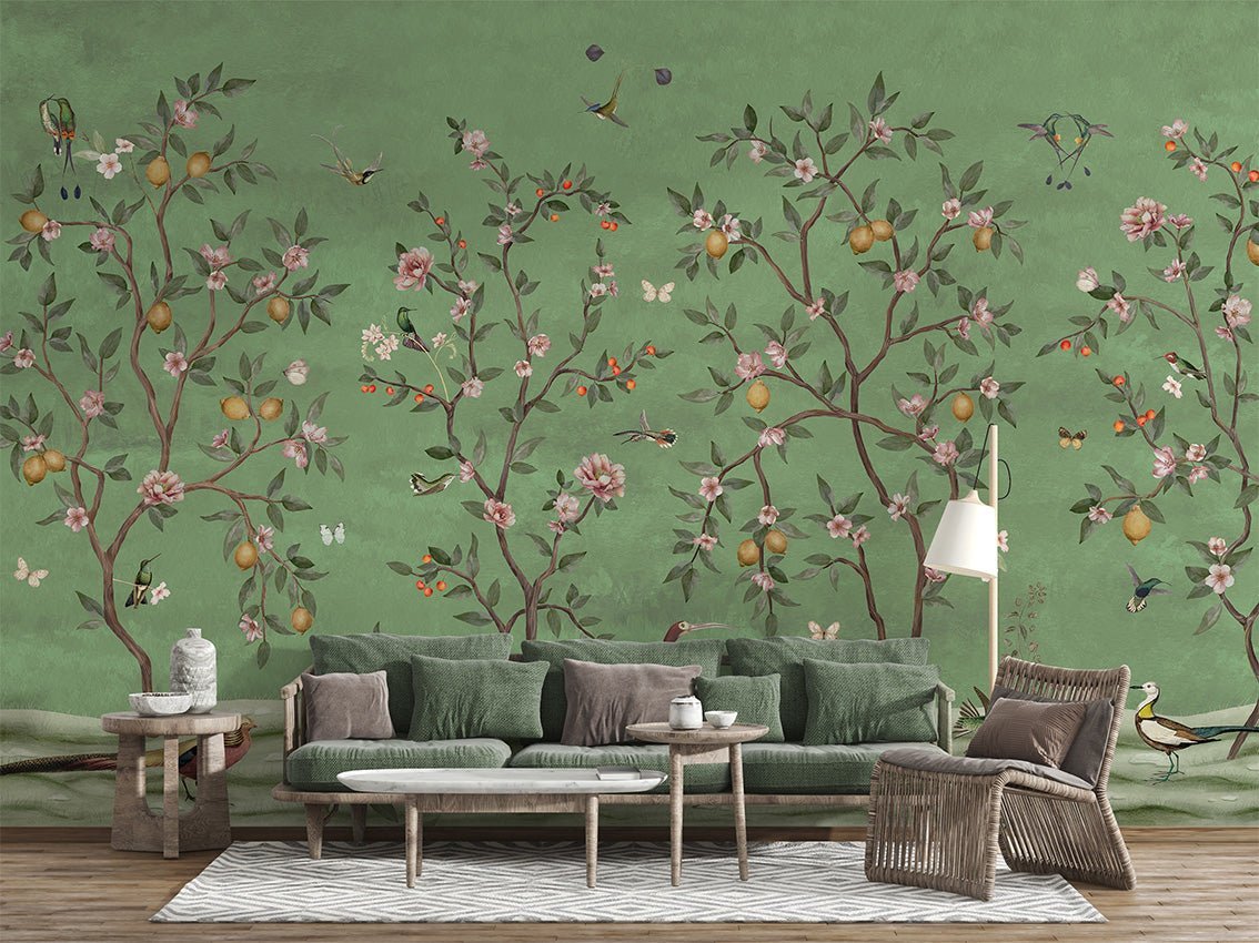 Lemon Tree Chinoiserie - Green - Le Petit Marché Home Furniture