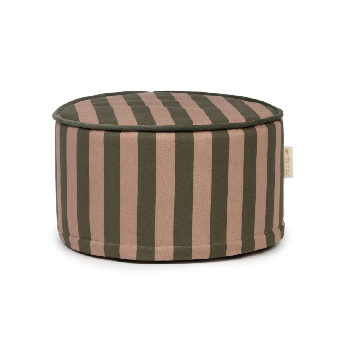 Majestic Round Stool - Green Taupe Stripes - Le Petit Marché Home Furniture