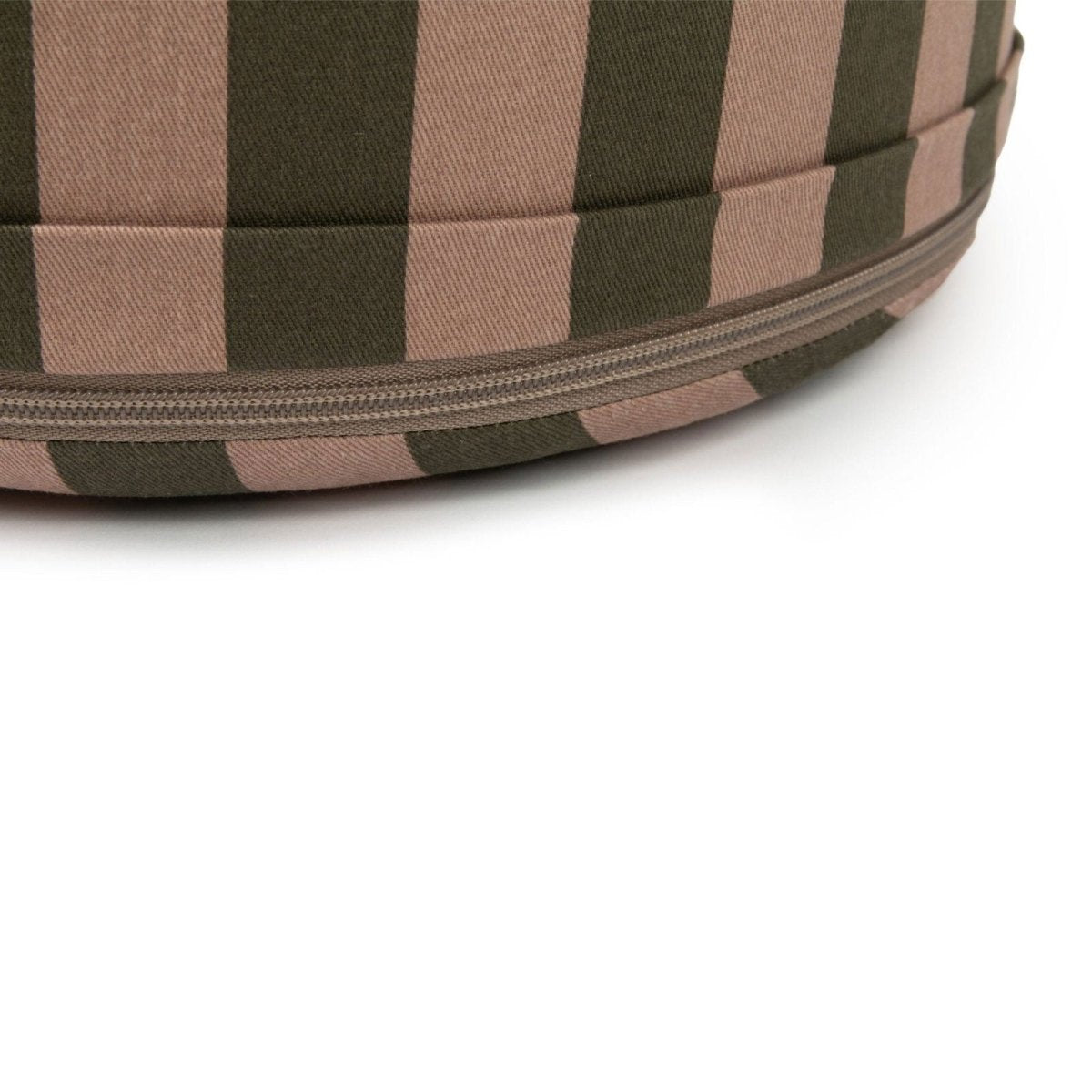 Majestic Round Stool - Green Taupe Stripes - Le Petit Marché Home Furniture