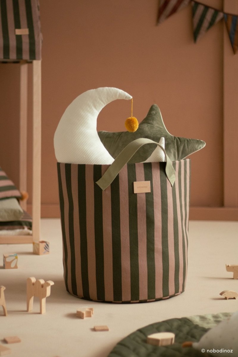 Majestic Toybag - Green Taupe Stripes - Le Petit Marché Home Furniture