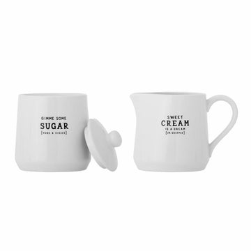 Milk Jug & Sugar Bowl Wendy, White, Stoneware - Le Petit Marché Home Furniture