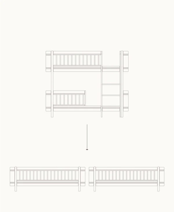 Mini+ low bunk bed to 2 junior beds, white - Le Petit Marché Home Furniture