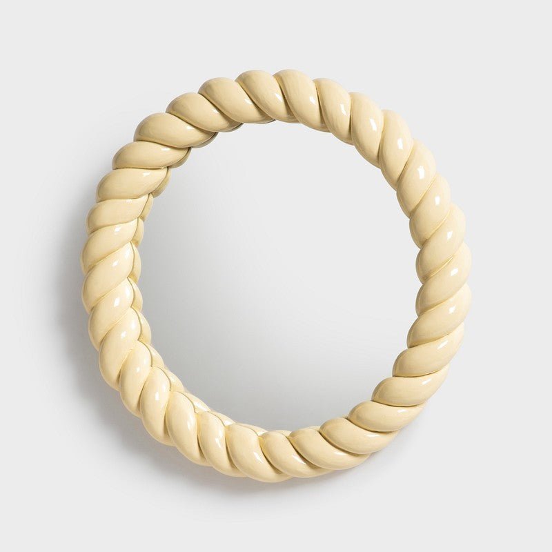 Mirror Braid Round, Yellow - Le Petit Marché Home Furniture