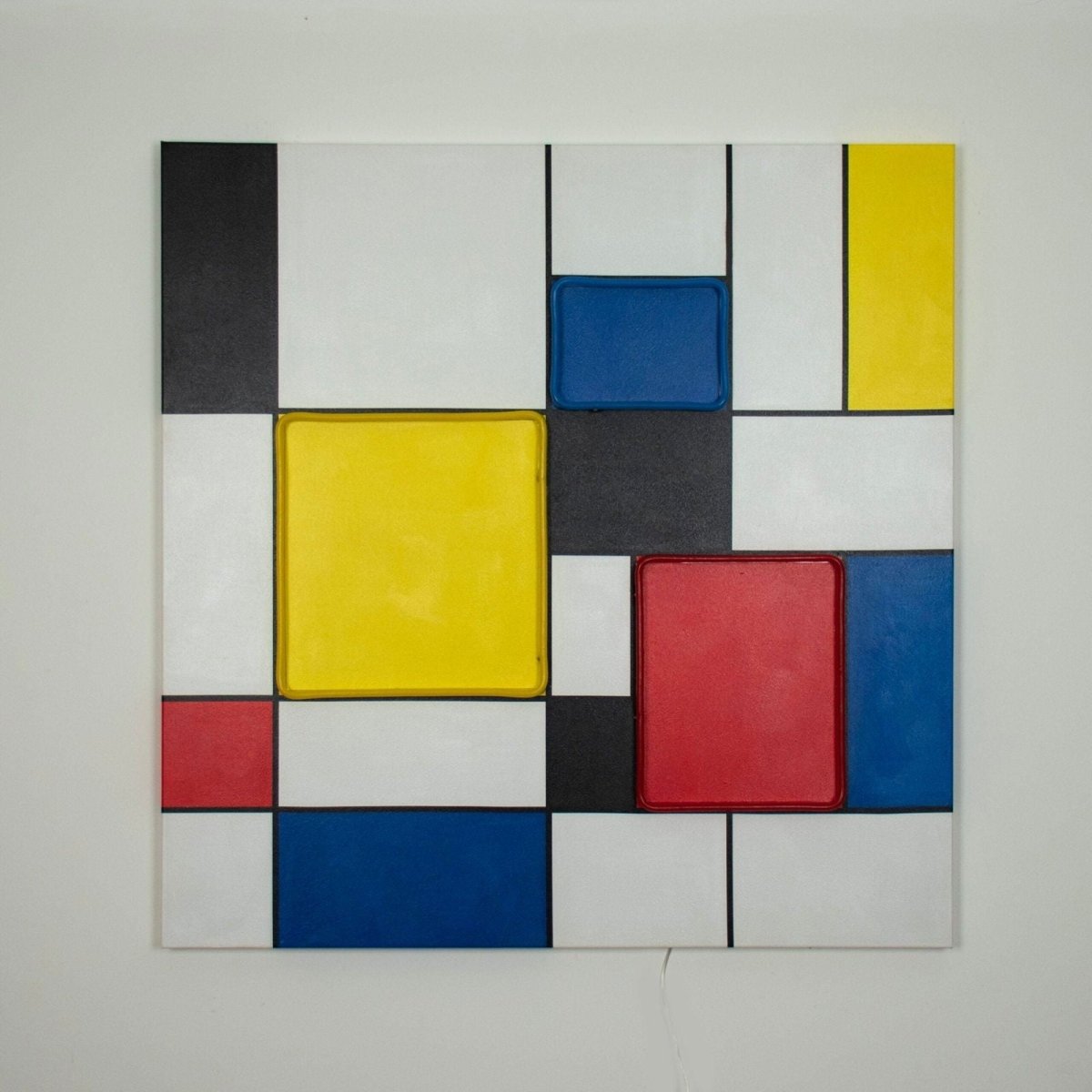 'Mondrian' Inspired Wall Painting - LED Neon (100 x 100 cm) - Le Petit Marché Home Furniture