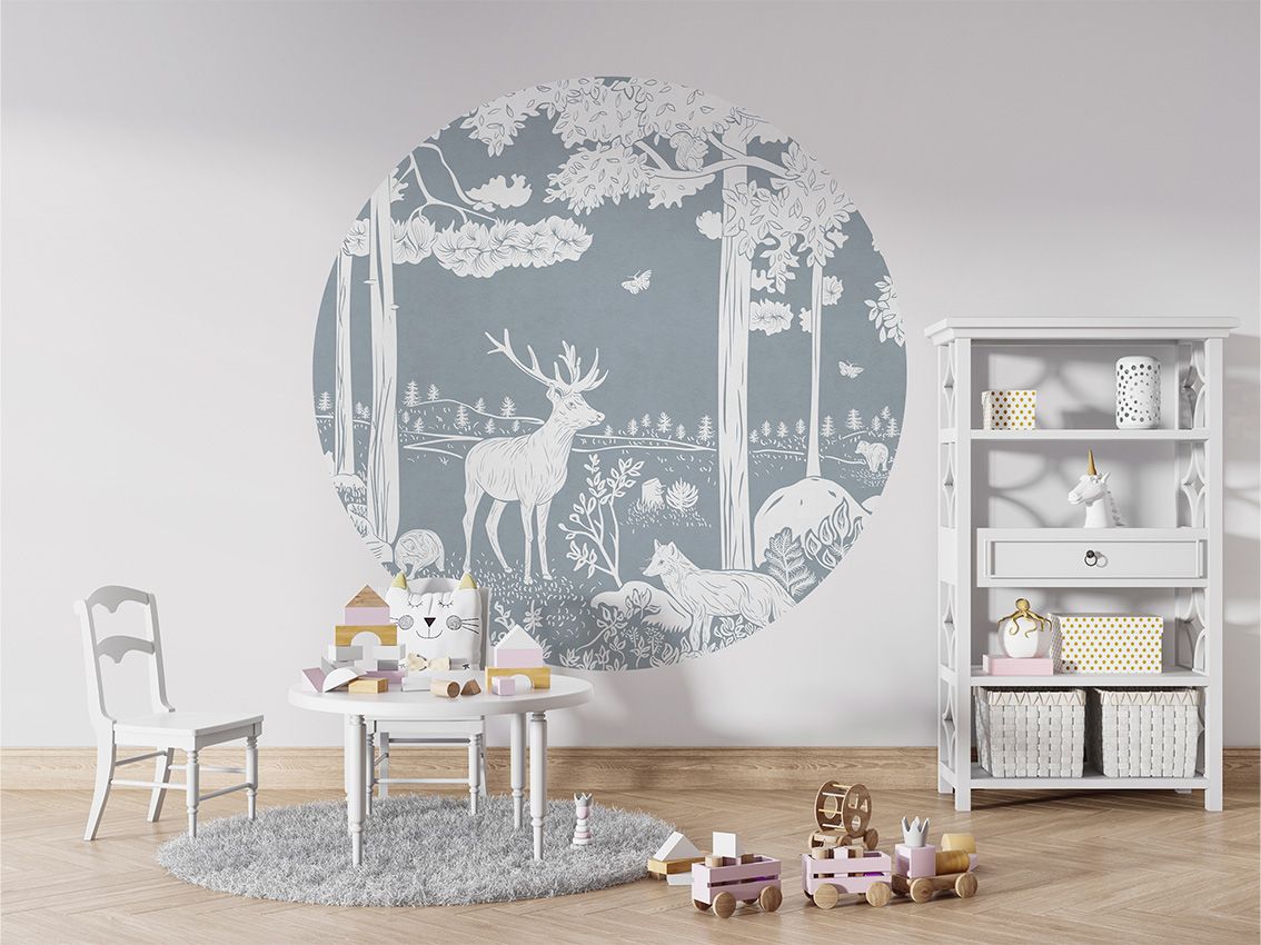 Monochrome Forest - Blue - Circle - Le Petit Marché Home Furniture