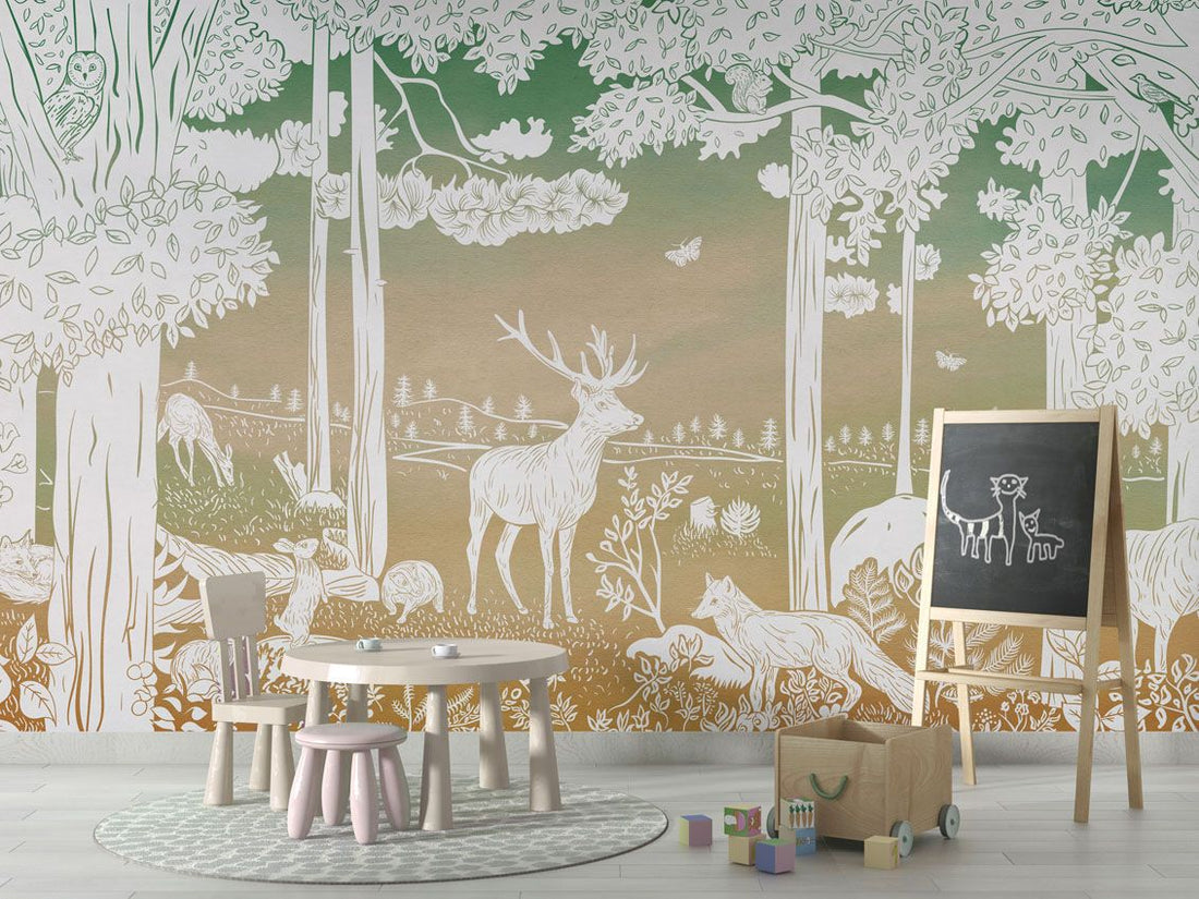 Monochrome Forest - Green Sky - Le Petit Marché Home Furniture