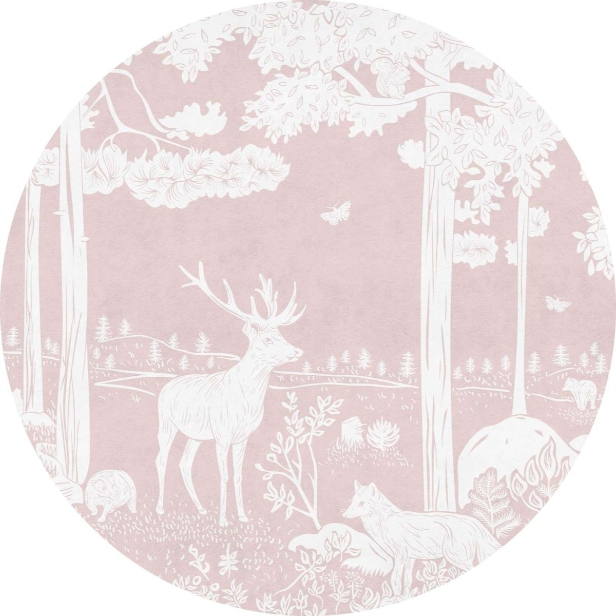 Monochrome Forest - Pink - Circle - Le Petit Marché Home Furniture