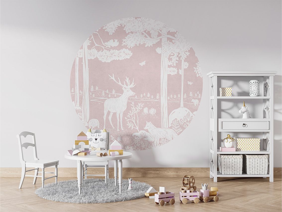 Monochrome Forest - Pink - Circle - Le Petit Marché Home Furniture