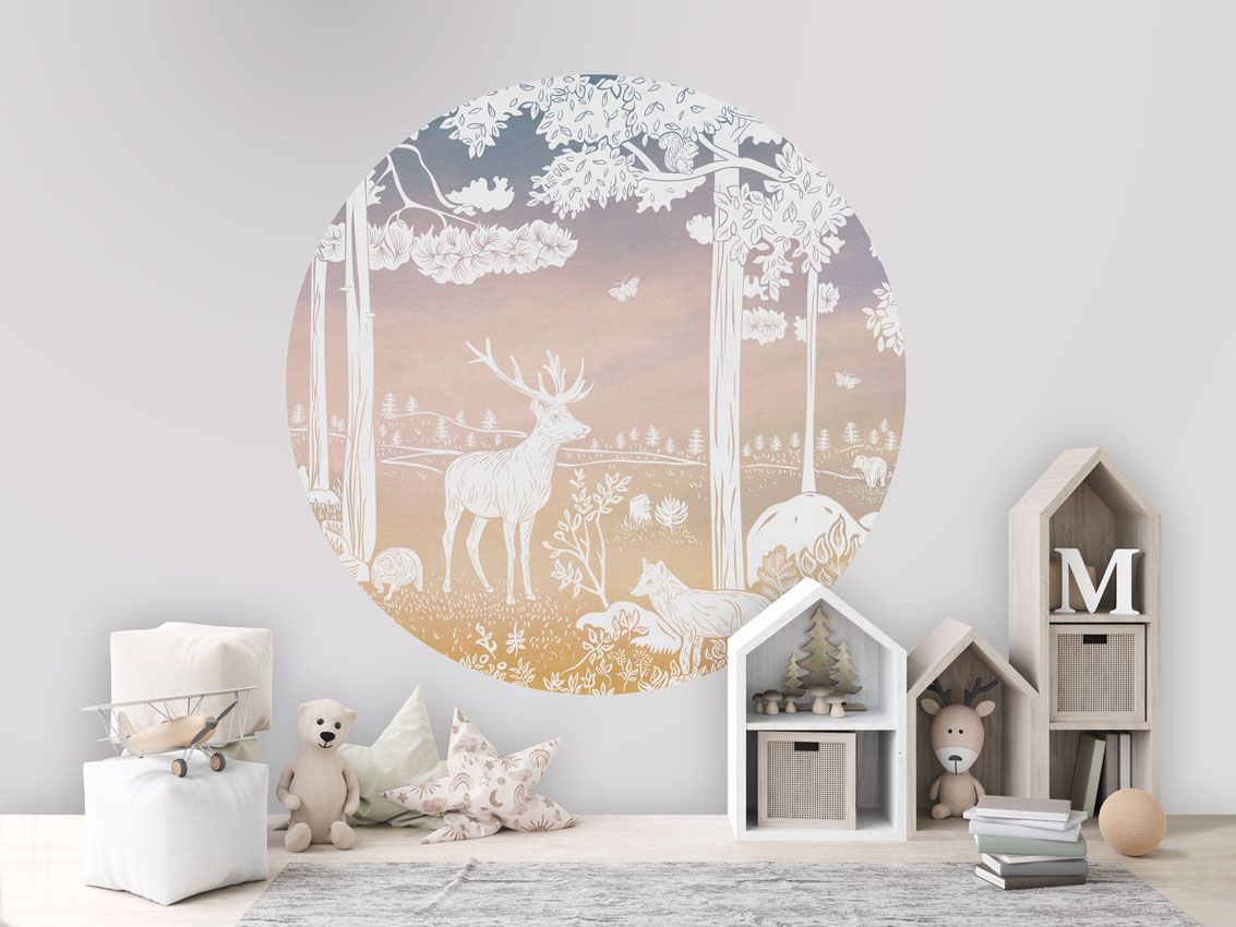 Monochrome Forest - Pink Sky - Circle - Le Petit Marché Home Furniture