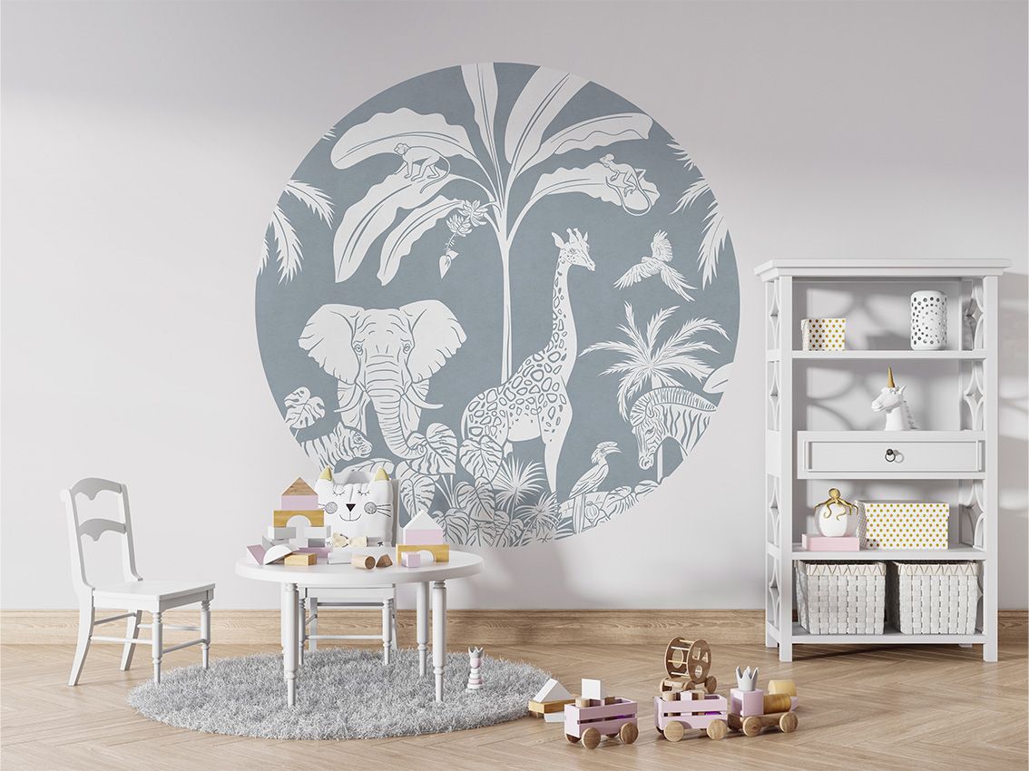 Monochrome Jungle - Blue - Circle - Le Petit Marché Home Furniture