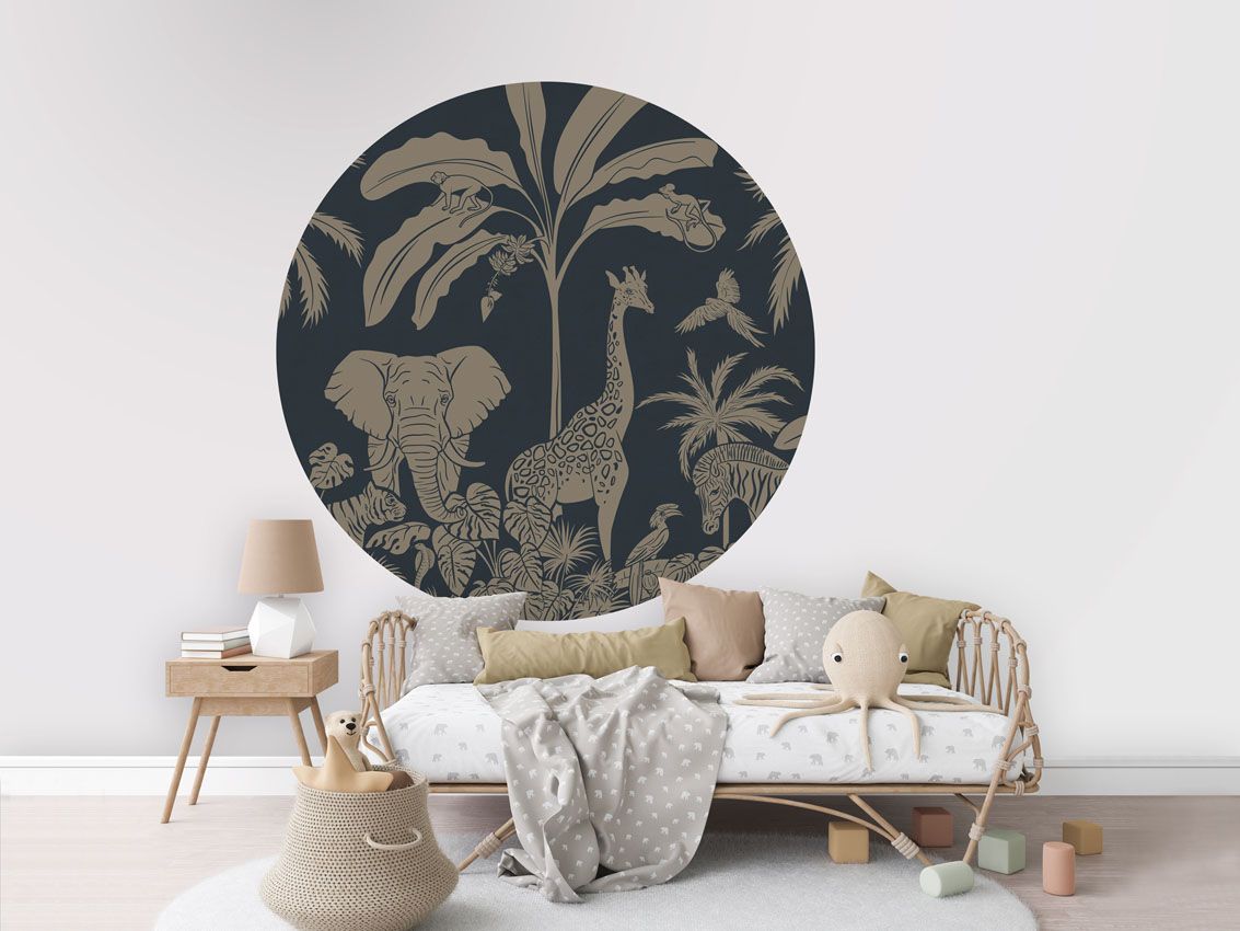 Monochrome Jungle - Blue Vintage - Circle - Le Petit Marché Home Furniture