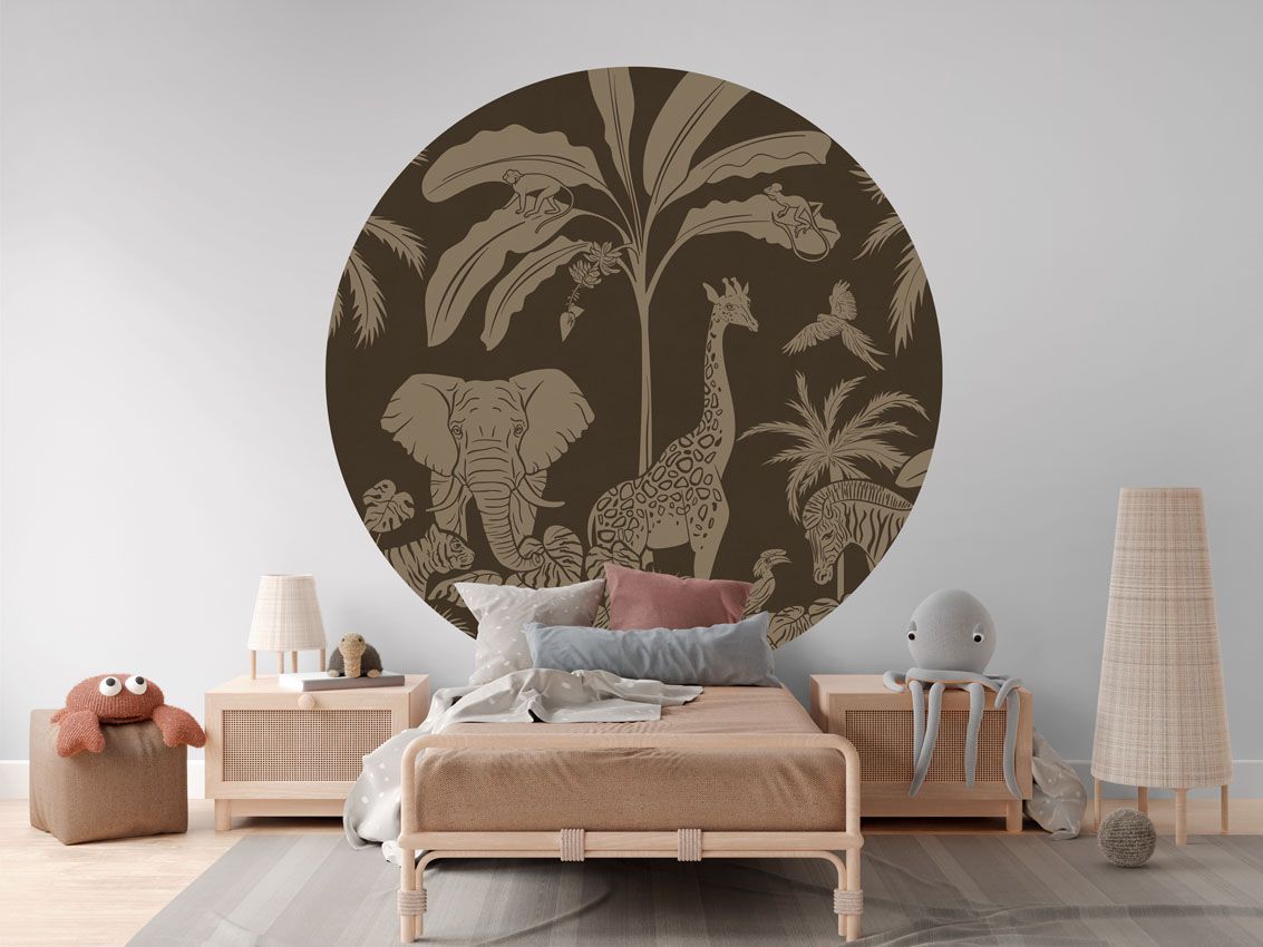 Monochrome Jungle - Brown Vintage - Circle - Le Petit Marché Home Furniture