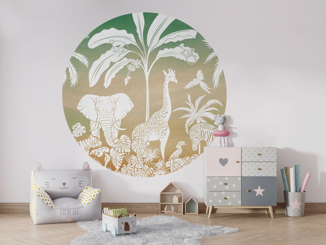 Monochrome Jungle - Green Sky - Circle - Le Petit Marché Home Furniture