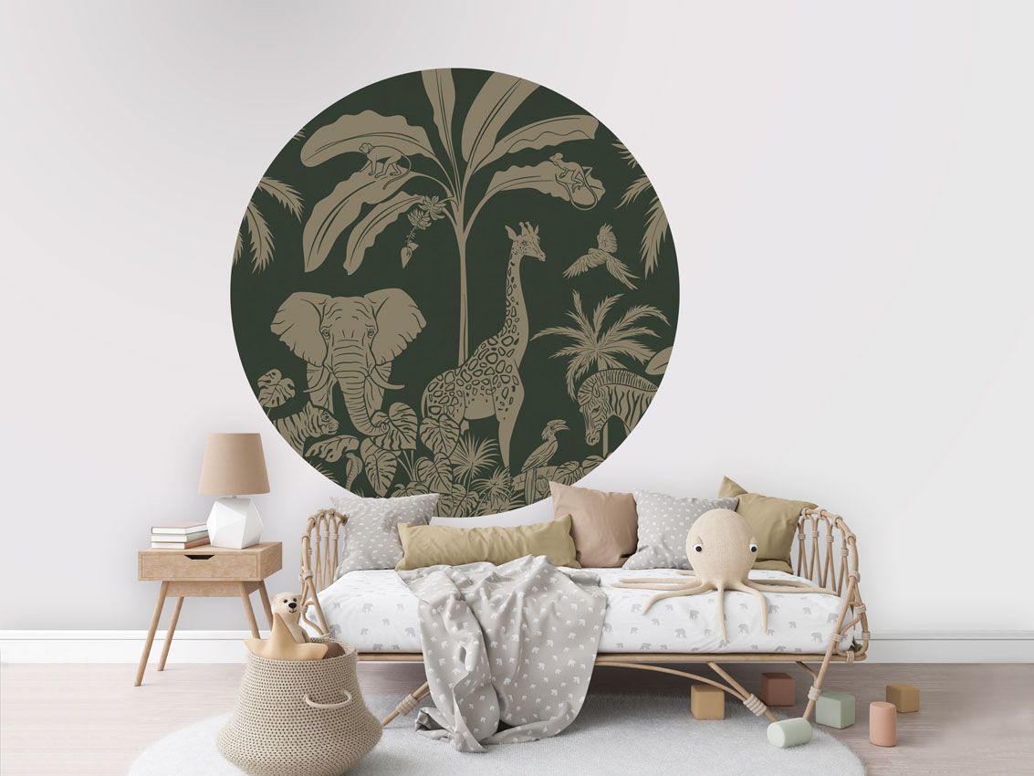 Monochrome Jungle - Green Vintage - Circle - Le Petit Marché Home Furniture