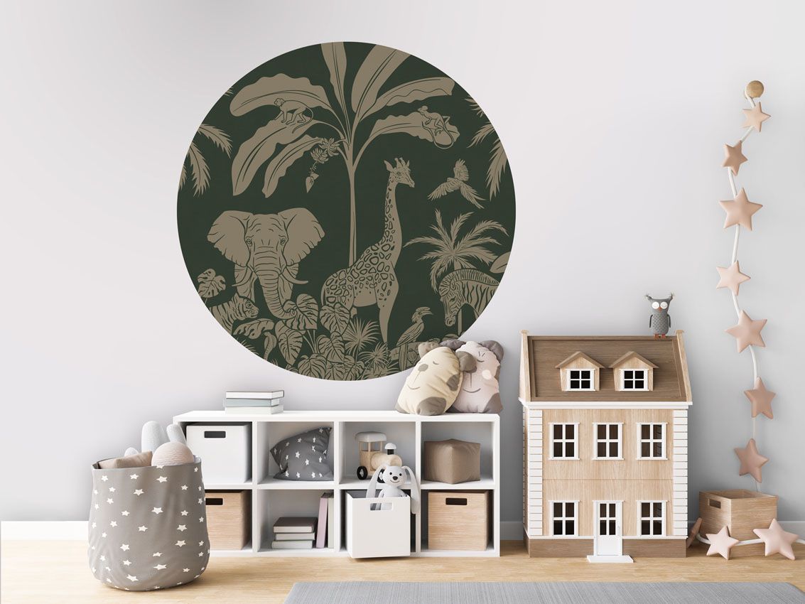 Monochrome Jungle - Green Vintage - Circle - Le Petit Marché Home Furniture