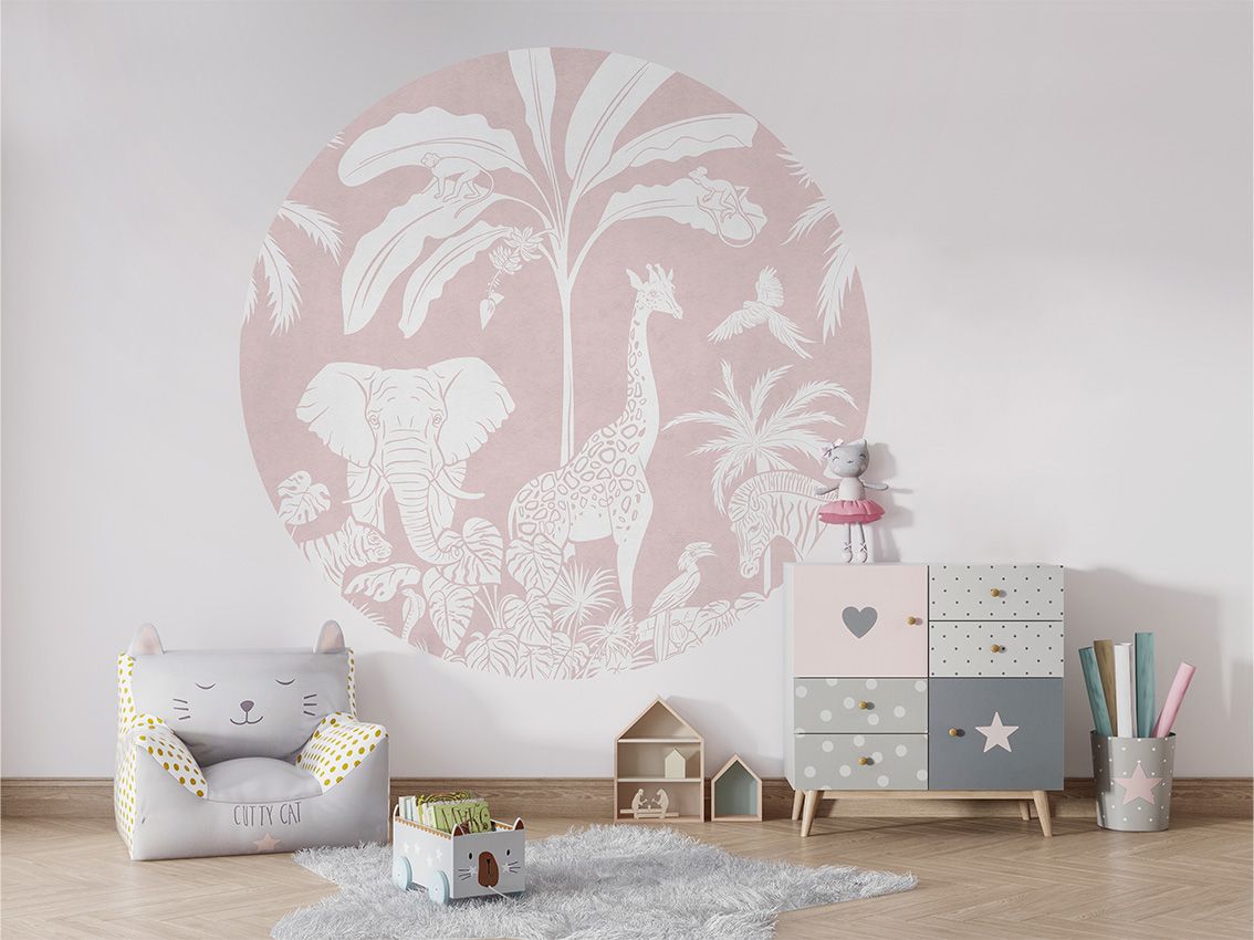 Monochrome Jungle - Pink - Circle - Le Petit Marché Home Furniture