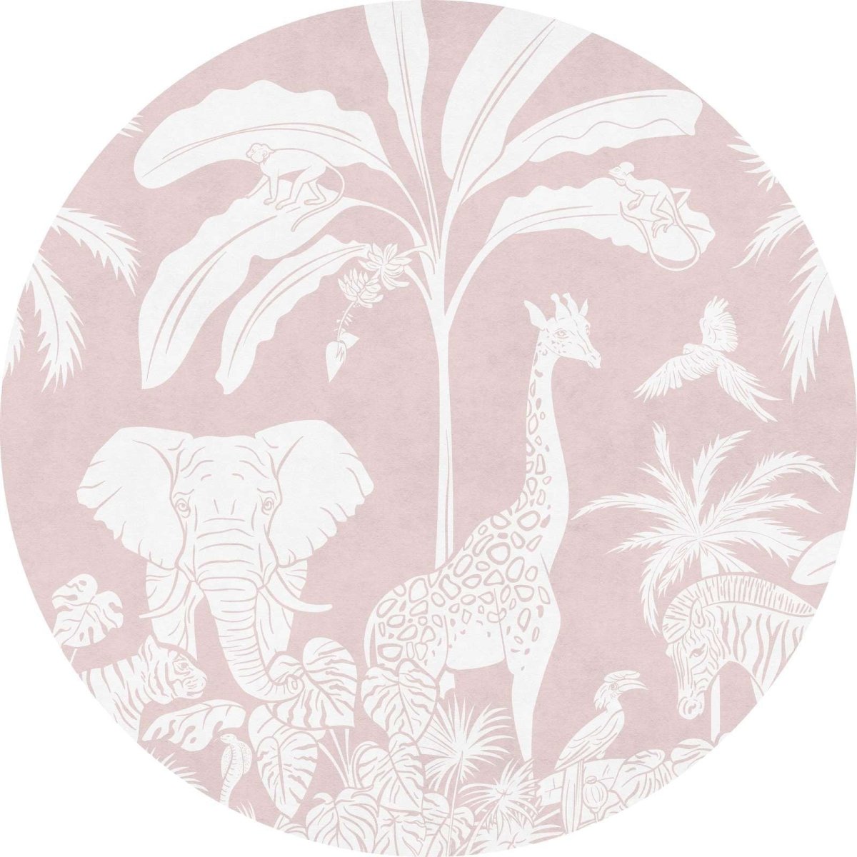 Monochrome Jungle - Pink - Circle - Le Petit Marché Home Furniture