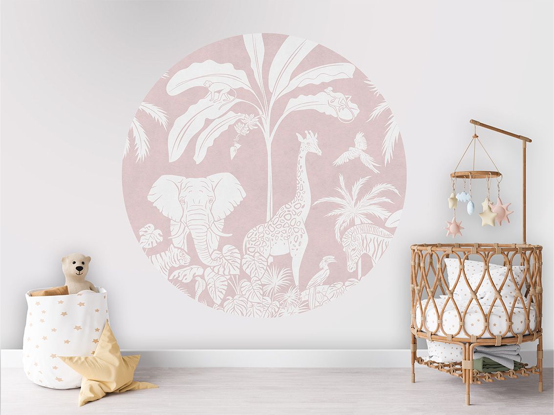 Monochrome Jungle - Pink - Circle - Le Petit Marché Home Furniture