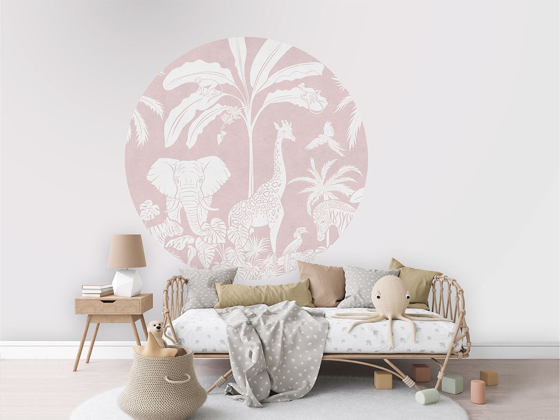 Monochrome Jungle - Pink - Circle - Le Petit Marché Home Furniture