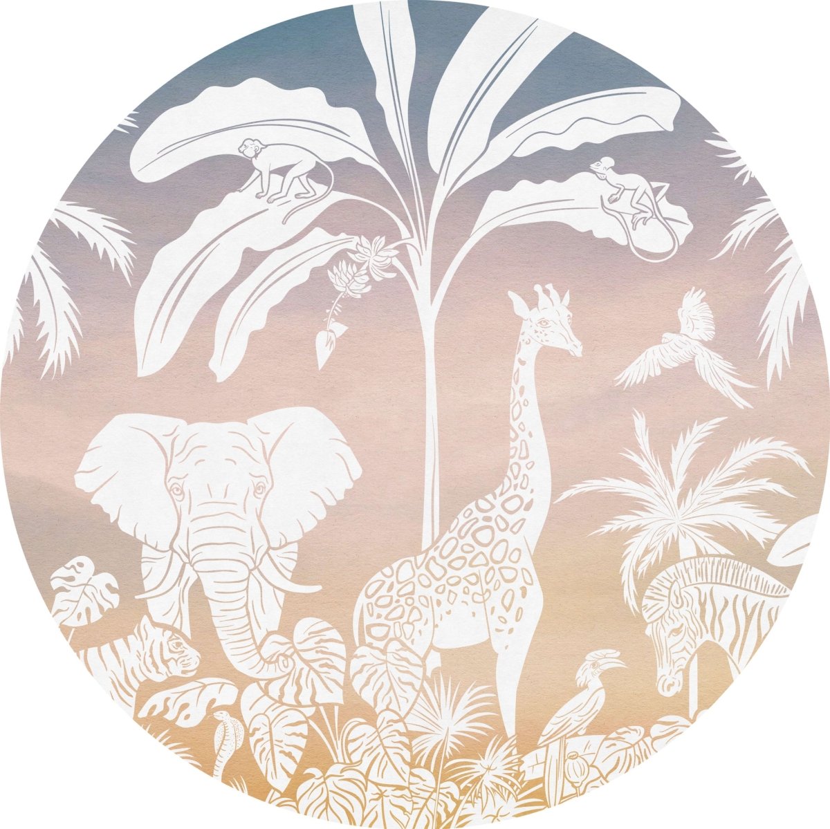 Monochrome Jungle - Pink Sky - Circle - Le Petit Marché Home Furniture