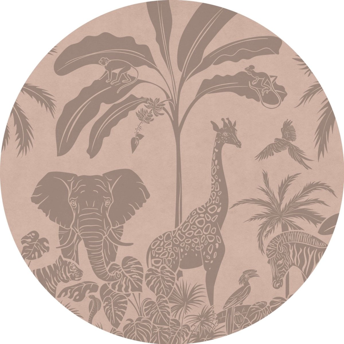 Monochrome Jungle - Pink Vintage - Circle - Le Petit Marché Home Furniture