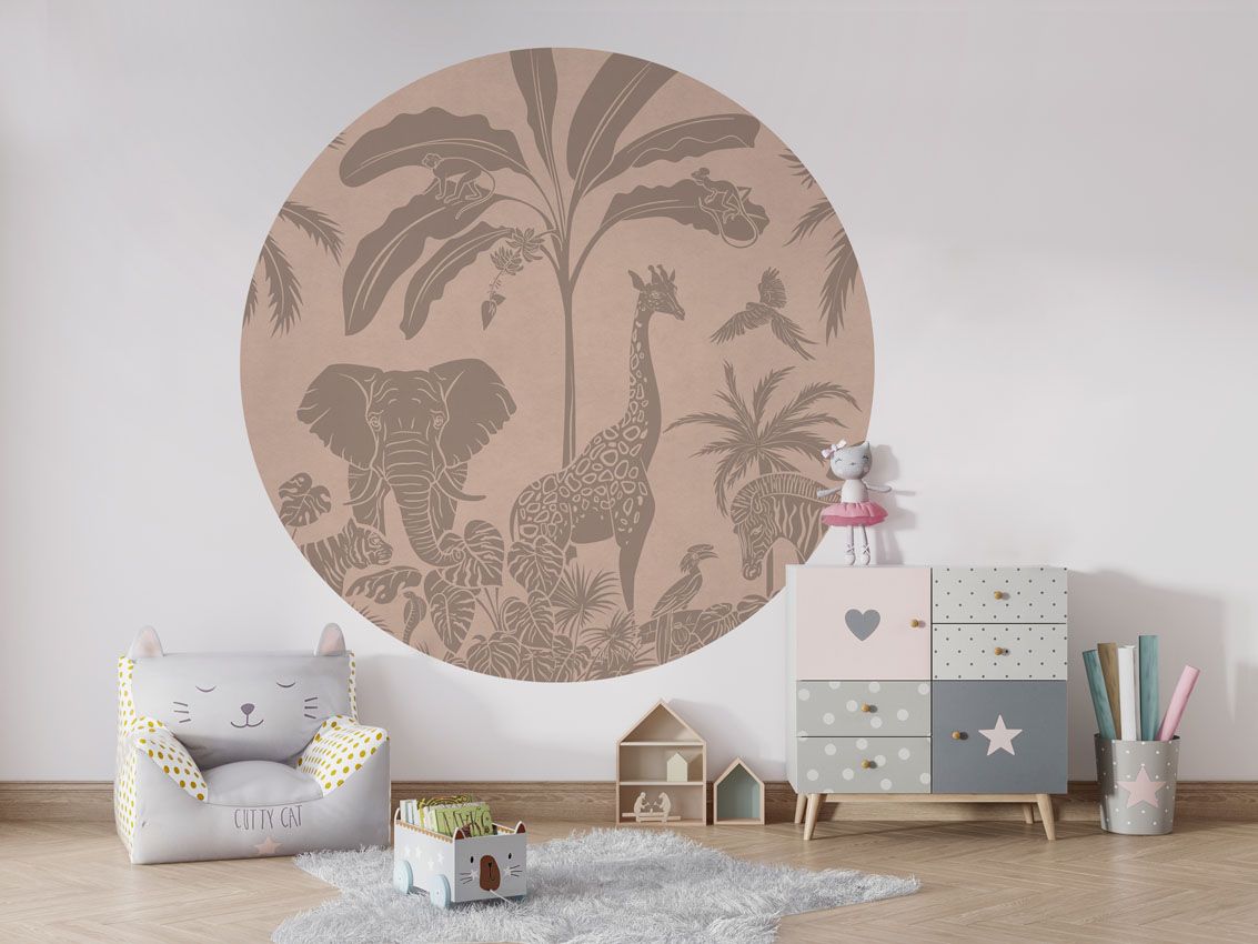 Monochrome Jungle - Pink Vintage - Circle - Le Petit Marché Home Furniture