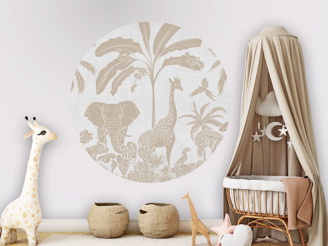 Monochrome Jungle - White Vintage - Circle - Le Petit Marché Home Furniture