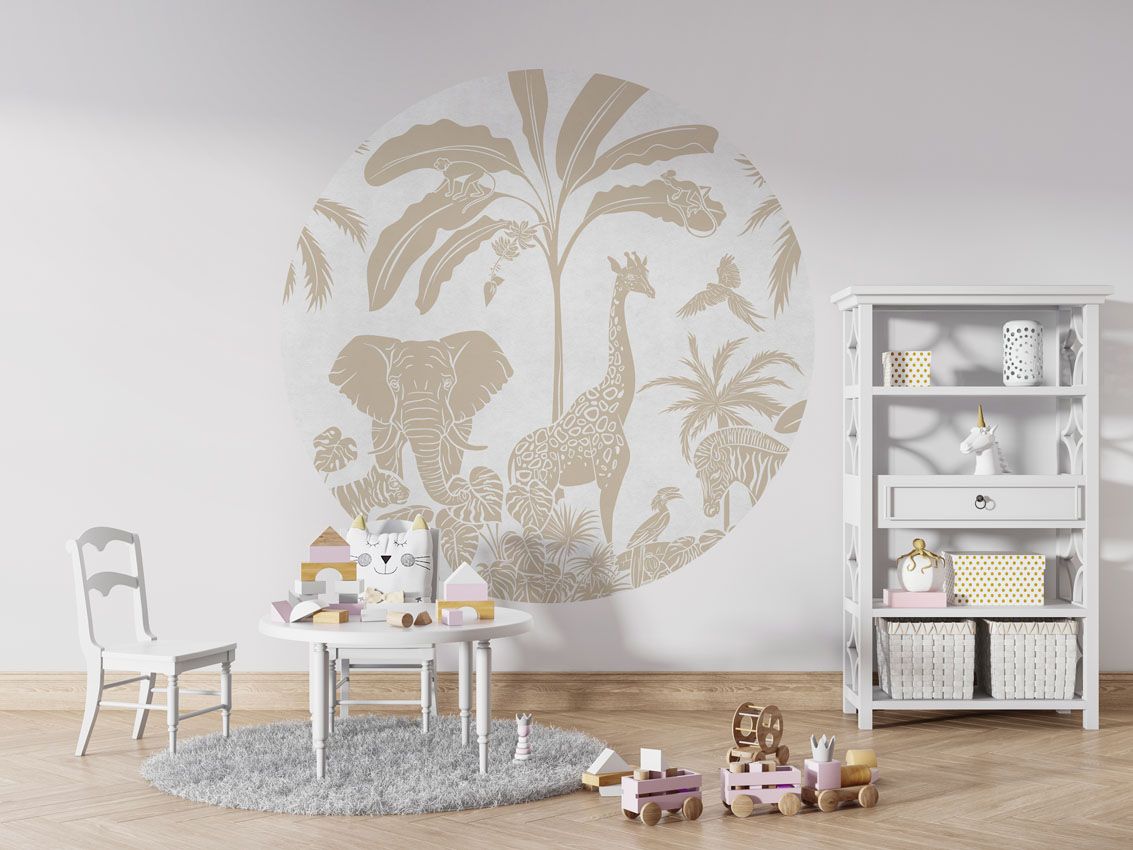 Monochrome Jungle - White Vintage - Circle - Le Petit Marché Home Furniture