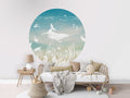 Monochrome Sea - Blue Aqua - Circle - Le Petit Marché Home Furniture