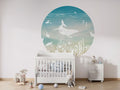 Monochrome Sea - Blue Aqua - Circle - Le Petit Marché Home Furniture