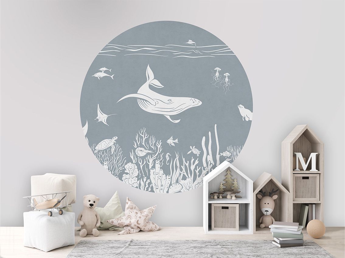 Monochrome Sea - Blue - Circle - Le Petit Marché Home Furniture