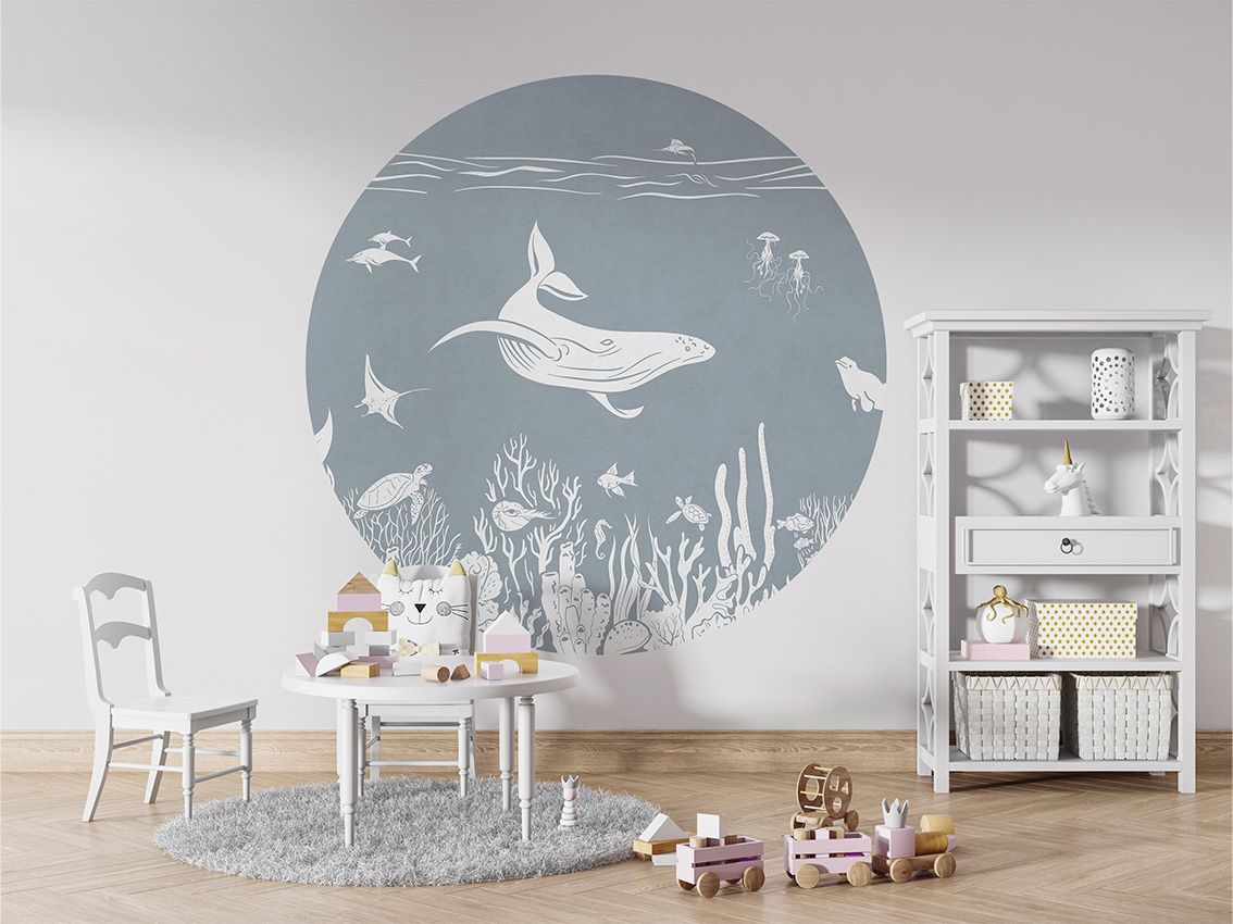 Monochrome Sea - Blue - Circle - Le Petit Marché Home Furniture