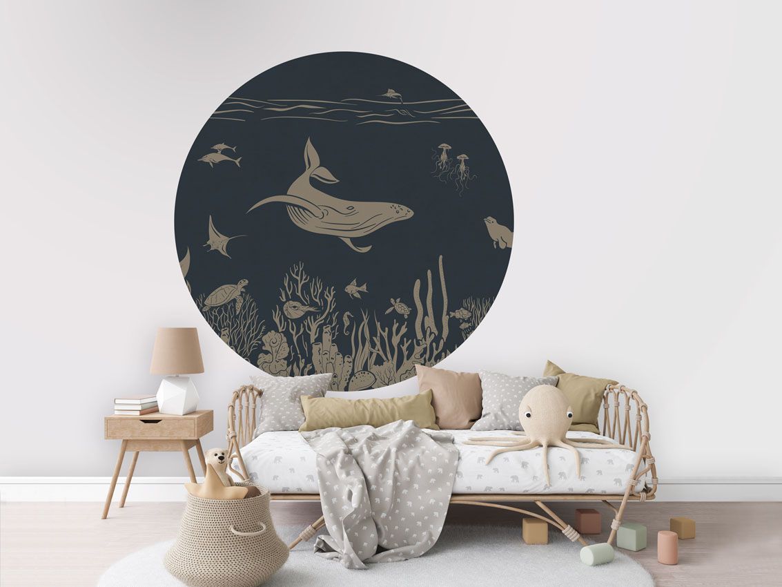 Monochrome Sea - Blue Vintage - Circle - Le Petit Marché Home Furniture