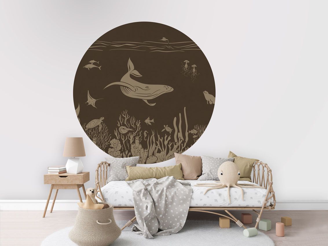 Monochrome Sea - Brown Vintage - Circle - Le Petit Marché Home Furniture