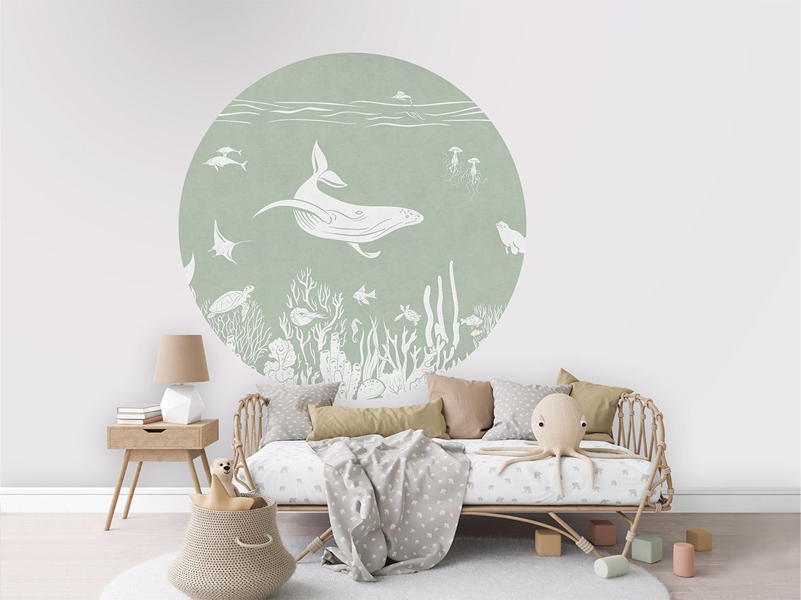 Monochrome Sea - Green - Circle - Le Petit Marché Home Furniture