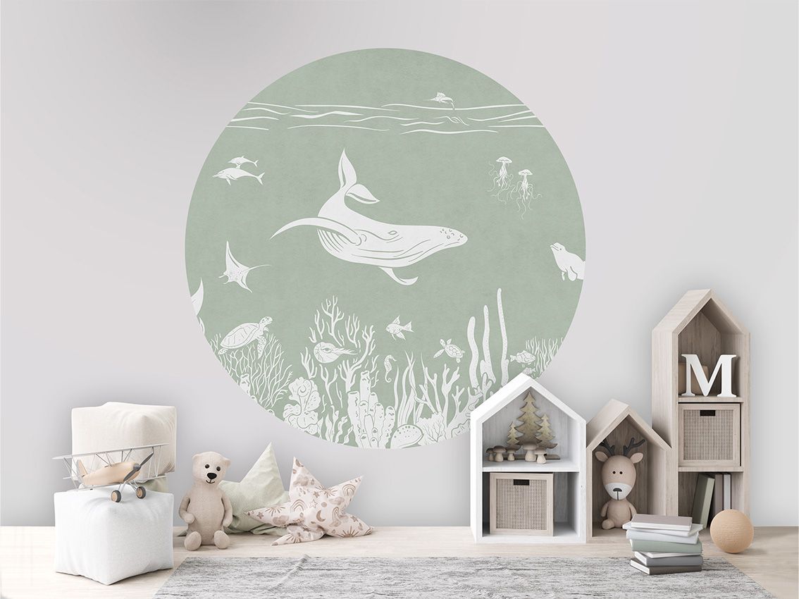 Monochrome Sea - Green - Circle - Le Petit Marché Home Furniture