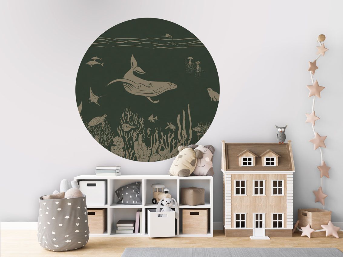 Monochrome Sea - Green Vintage - Circle - Le Petit Marché Home Furniture