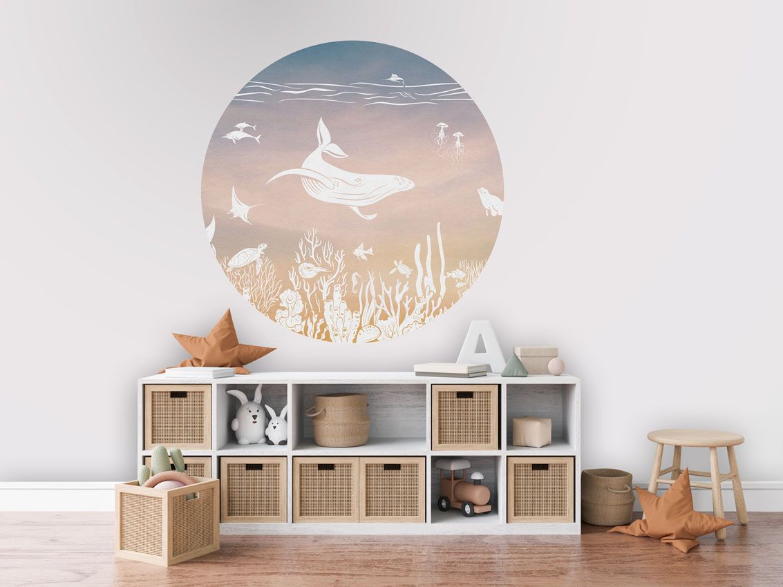 Monochrome Sea - Pink Aqua - Circle - Le Petit Marché Home Furniture