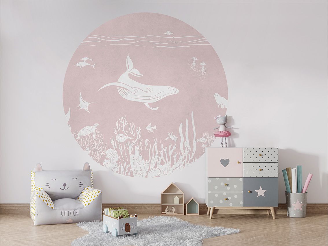 Monochrome Sea - Pink - Circle - Le Petit Marché Home Furniture