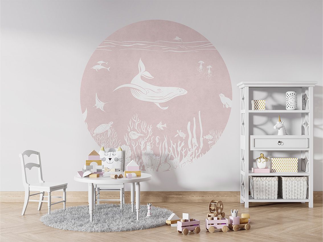 Monochrome Sea - Pink - Circle - Le Petit Marché Home Furniture