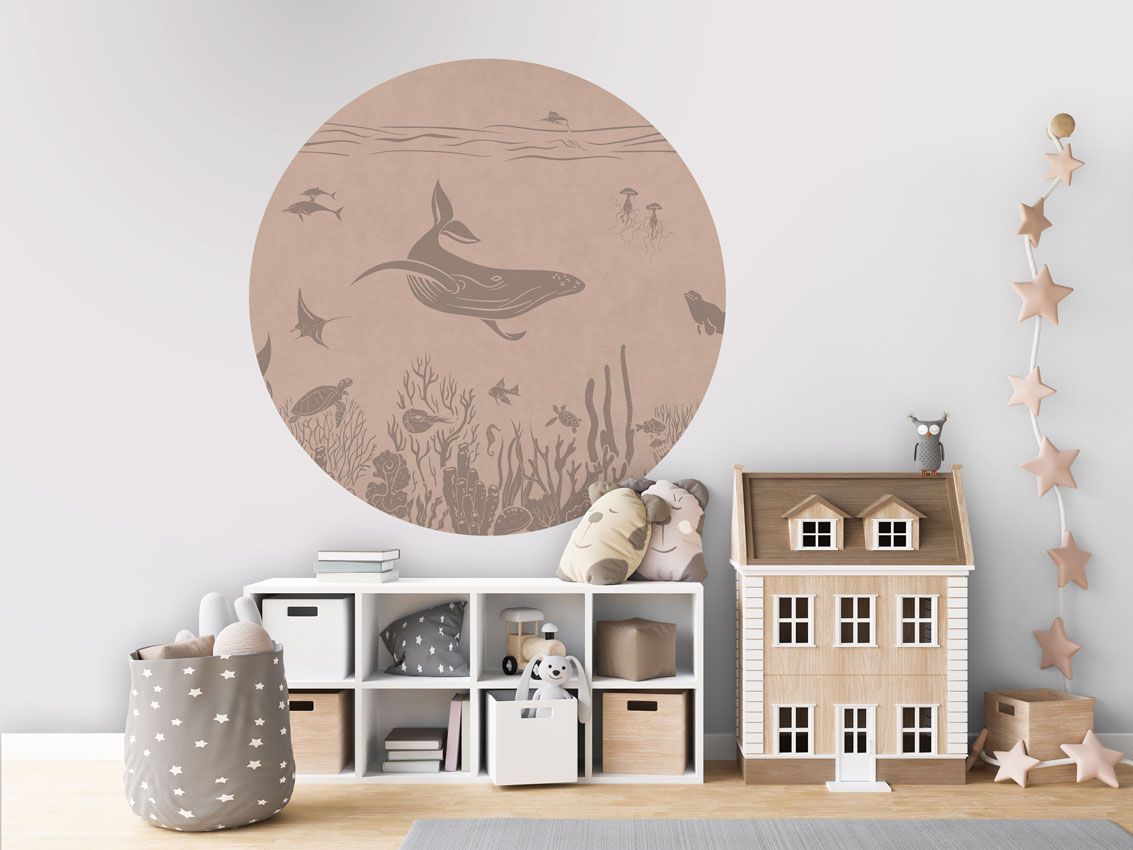 Monochrome Sea - Pink Vintage - Circle - Le Petit Marché Home Furniture