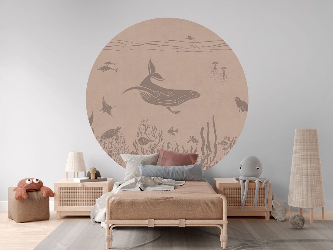 Monochrome Sea - Pink Vintage - Circle - Le Petit Marché Home Furniture