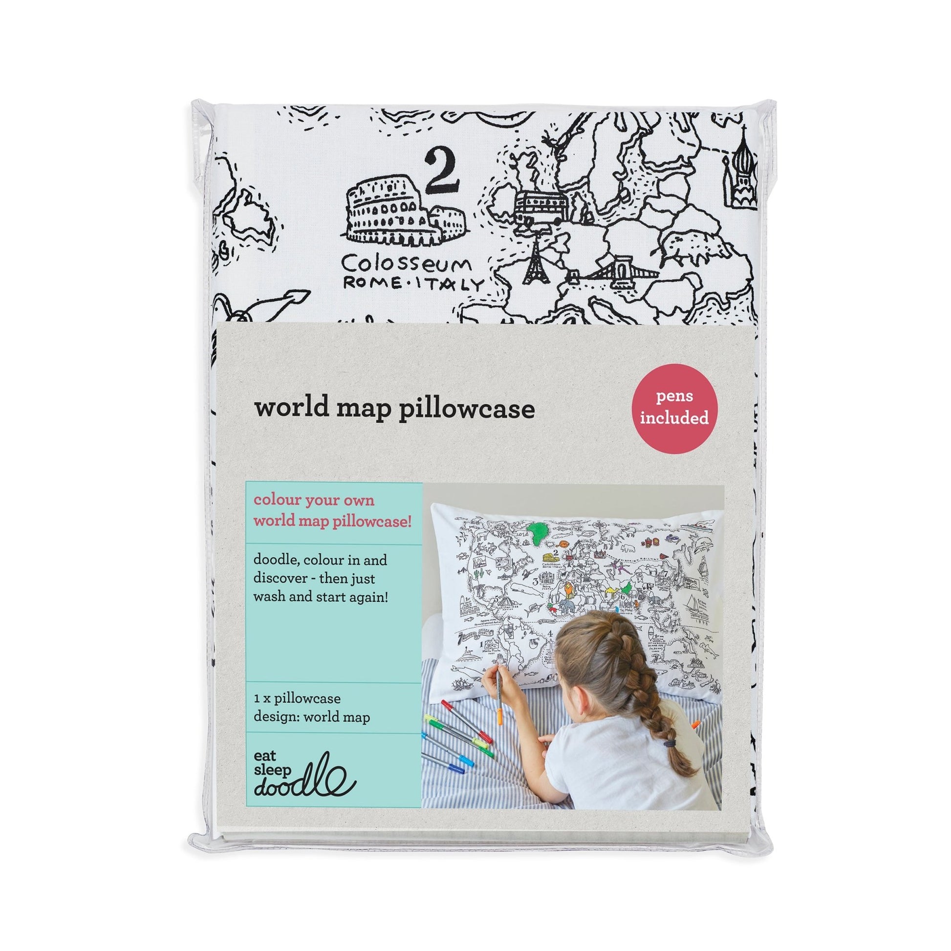 Pillowcase, World Map - Le Petit Marché Home Furniture