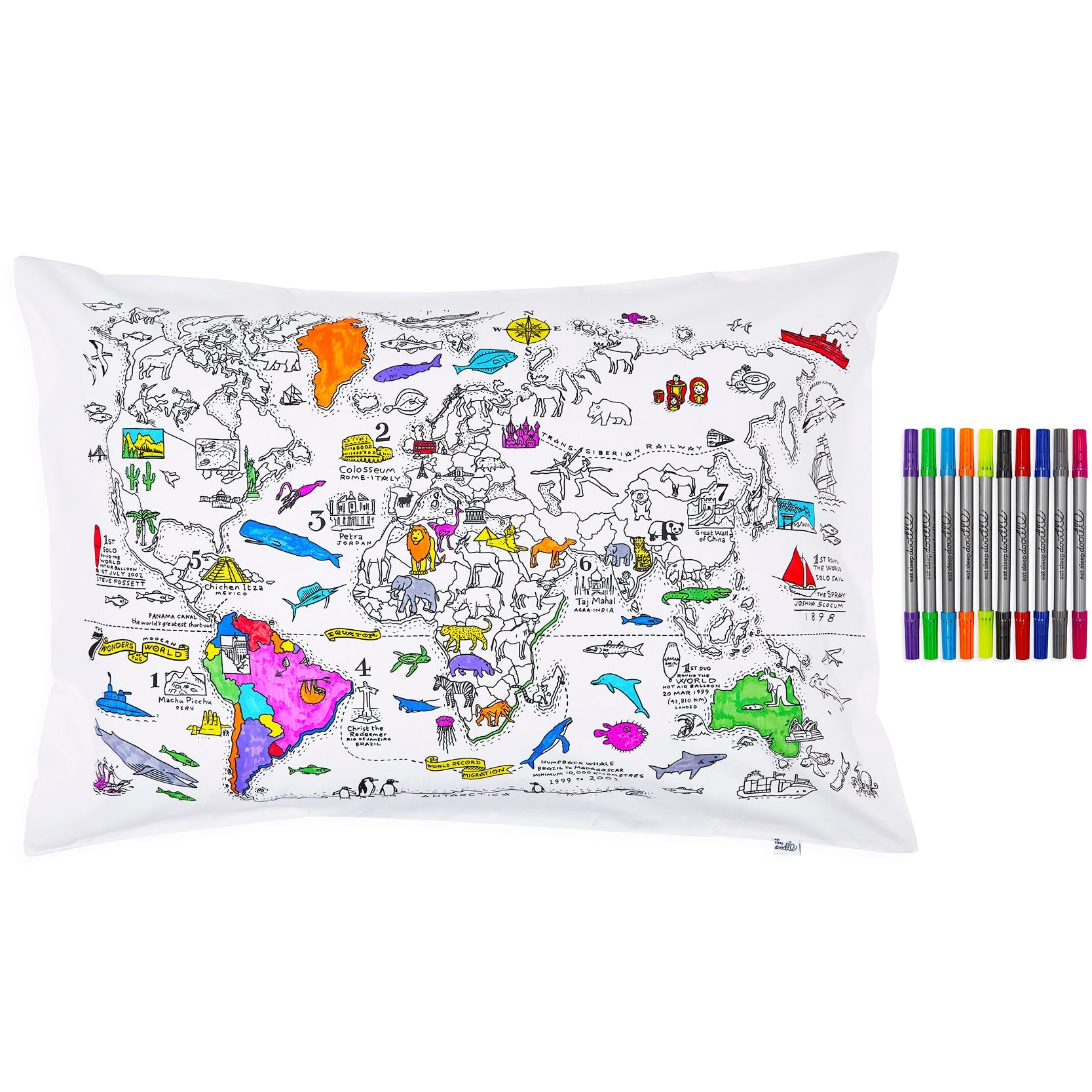 Pillowcase, World Map - Le Petit Marché Home Furniture