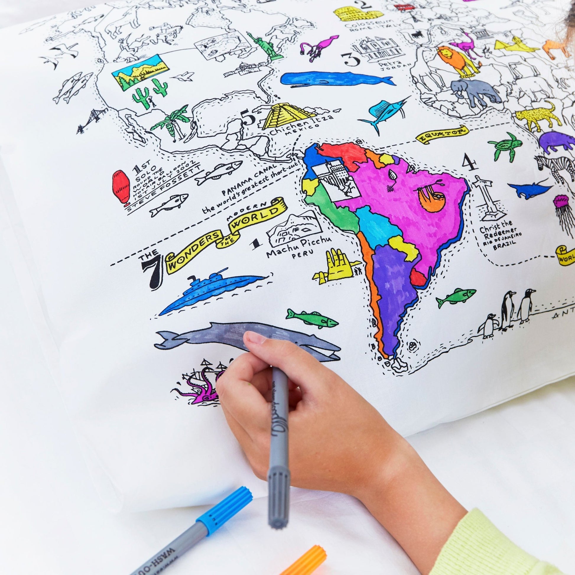 Pillowcase, World Map - Le Petit Marché Home Furniture