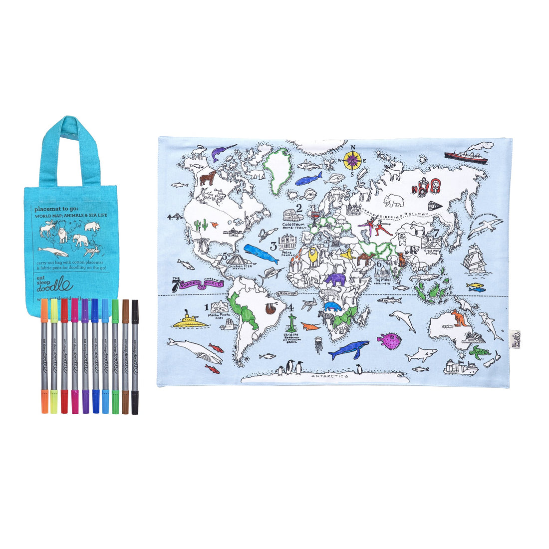 Placemat To Go, World Map - Le Petit Marché Home Furniture