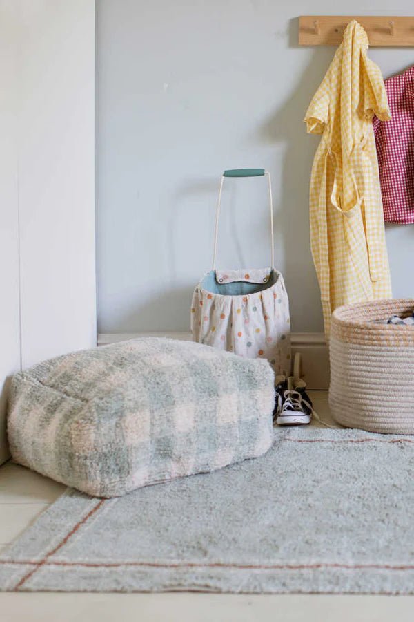 Pouf Vichy Blue Sage - Le Petit Marché Home Furniture