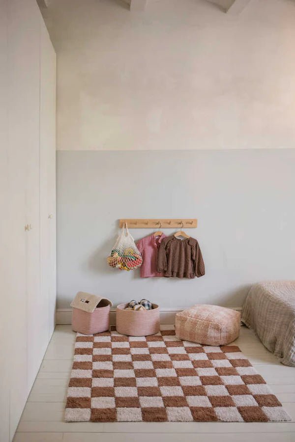 Pouf Vichy Rose - Le Petit Marché Home Furniture